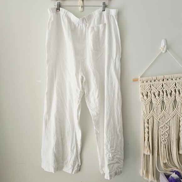 Chico's White Linen Wide Leg Pants Lagenlook Size 3 Large - Picture 6 of 9